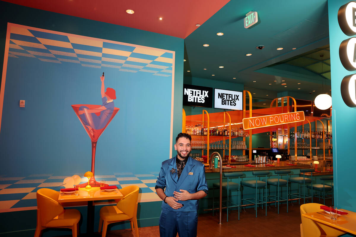 Assistant Manager Stephen Alsvig poses for a photo at Netflix Bites at MGM Grand in Las Vegas ...