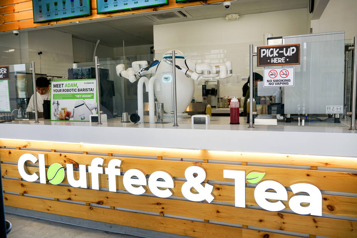 Adam, an AI-powered barista, works at Clouffee & Tea in Town Square Las Vegas. (Richtech Robotics)