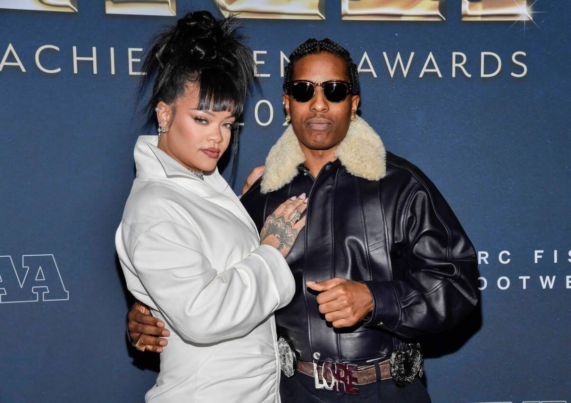FILE - Collaboration of the year honoree A$AP Rocky, right, and Rihanna attend the 38th annual ...