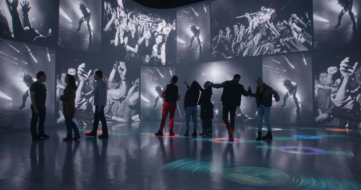 A promotional image of "Rolling Stone Presents Amplified, The Immersive Rock Experience at Illu ...