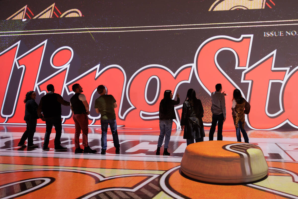 A promotional image of "Rolling Stone Presents Amplified, The Immersive Rock Experience at Illu ...