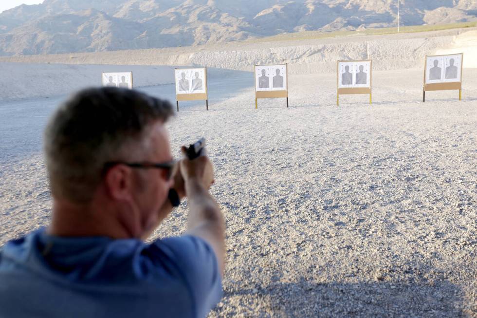 Lynn Norman prepares to shoot on Friday, June 24, 2016 at the Clark County Shooting Complex in ...