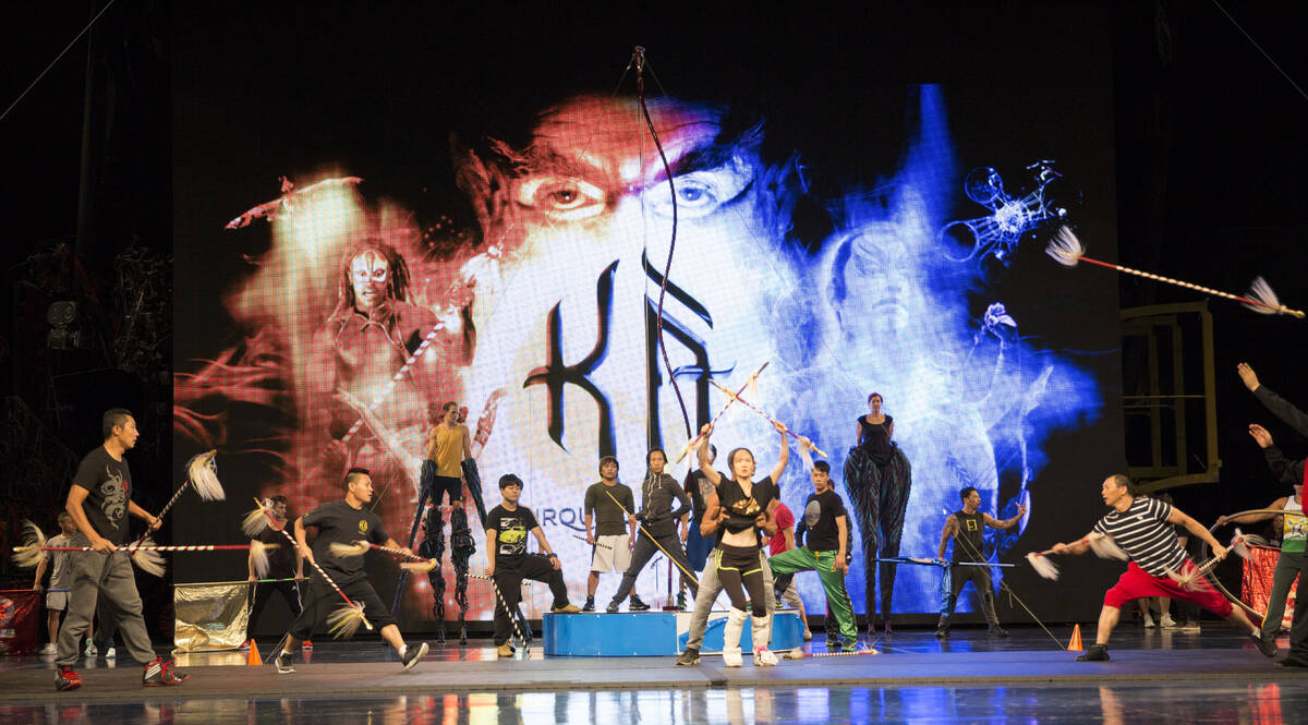 Artists from Cirque du Soleil rehearse for a special performance at Life is Beautiful in this 2 ...