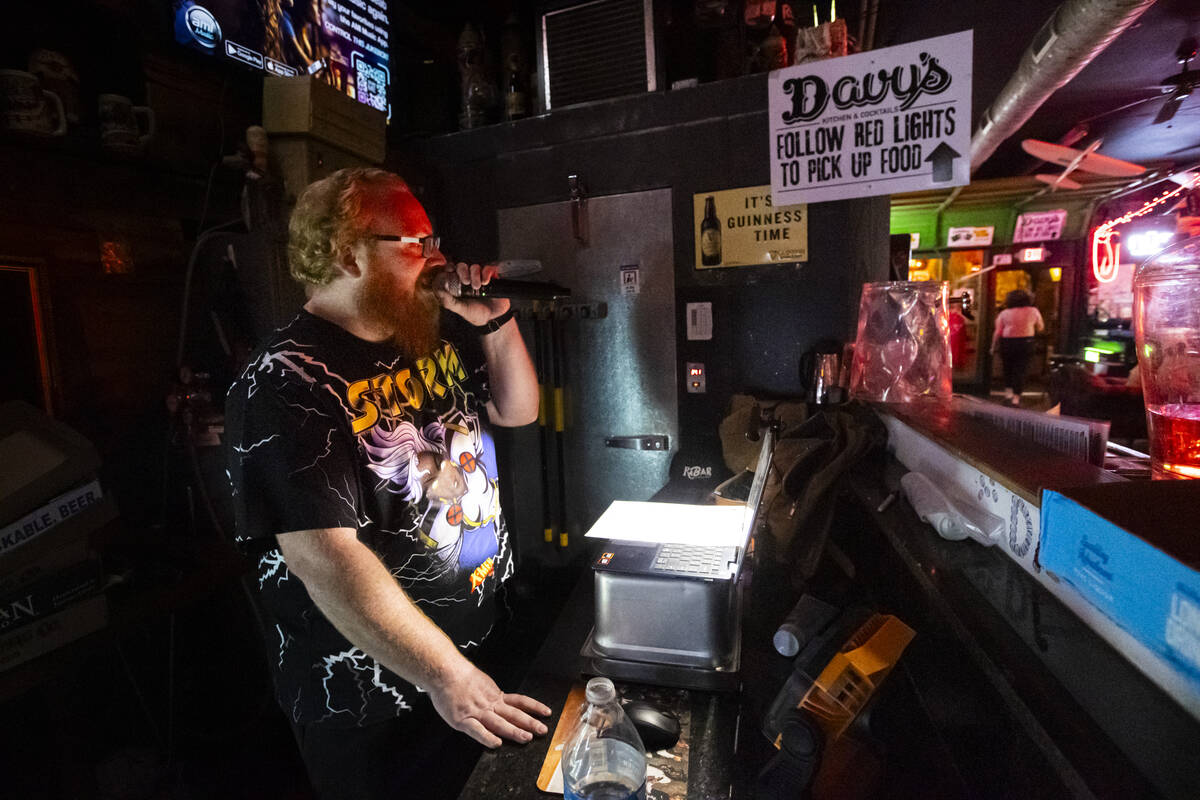 Redd, host of ReBAR’s trivia night, asks participants what group of birds a “skein” refer ...