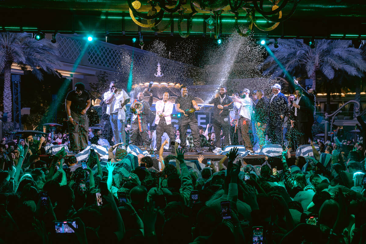 Members of the Super Bowl champion Philadelphia Eagles party at XS Nightclub at Wynn Las Vegas ...
