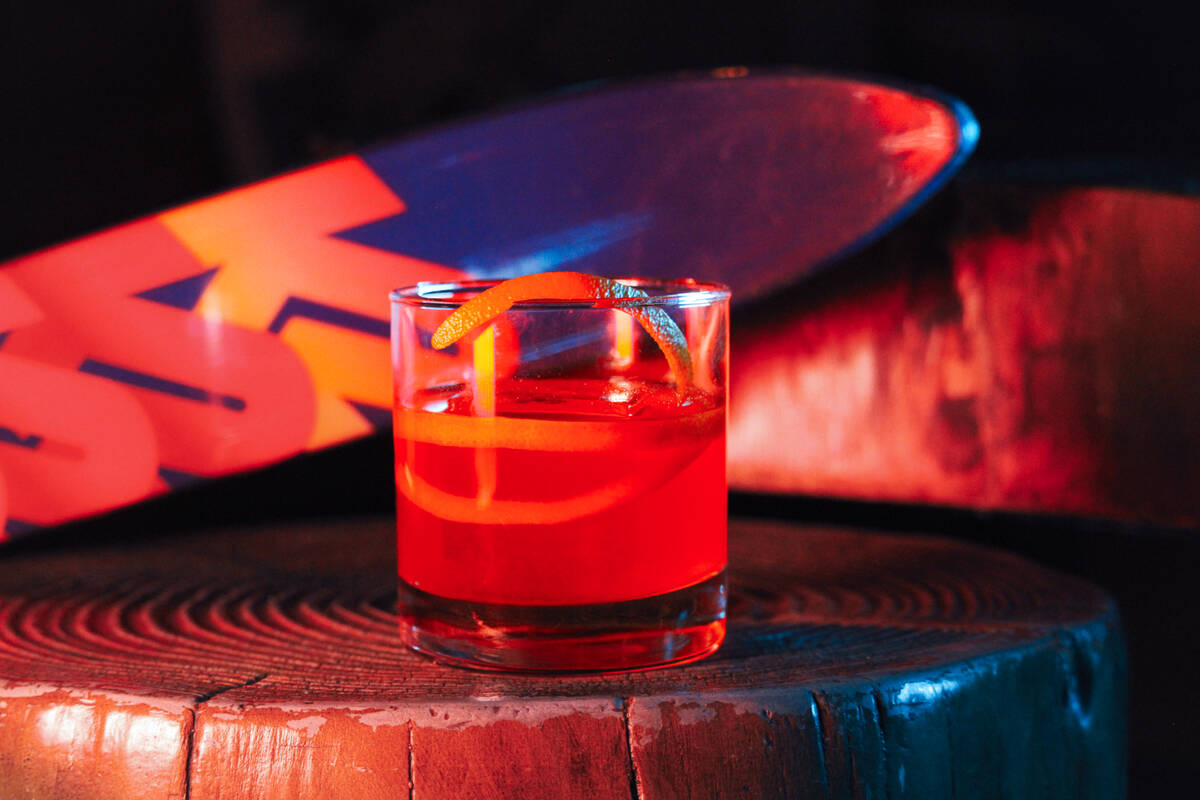A Sylvester Stallone-inspired cocktail from the 80s action stars menu at Ski Lodge in The Cosmo ...