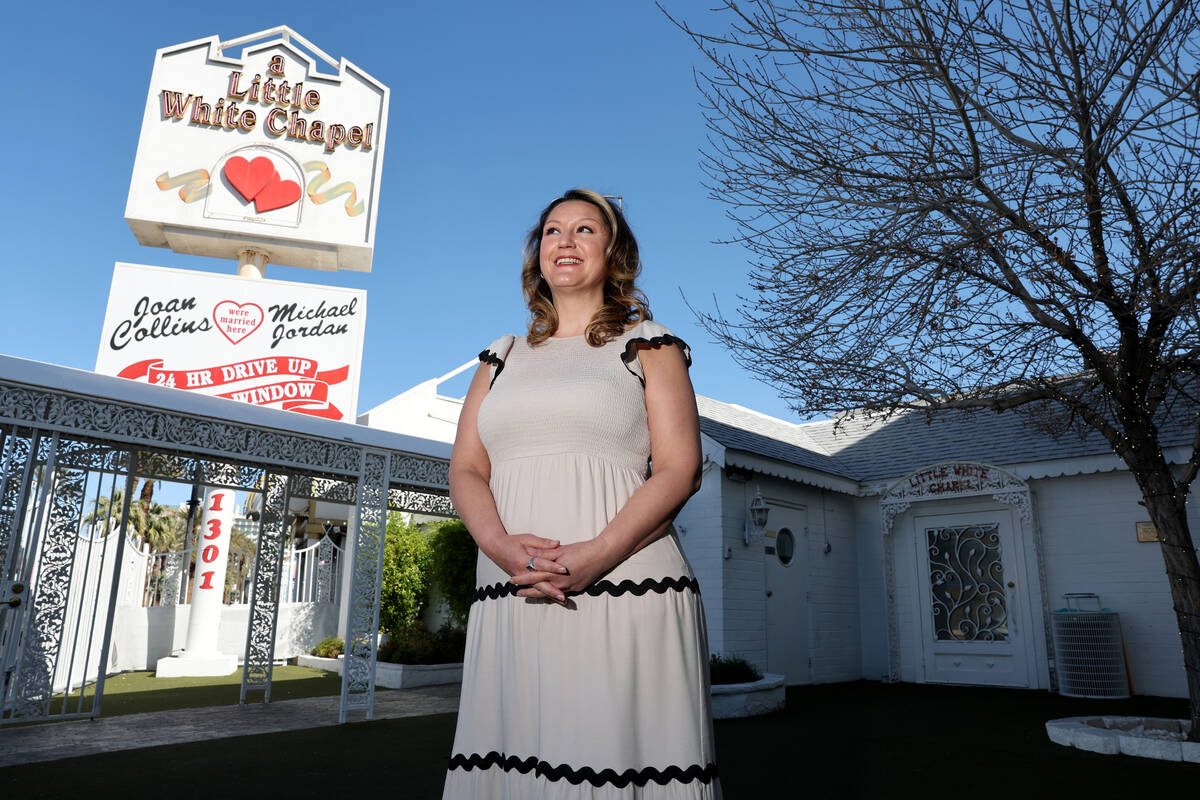 Melody Willis-Williams, president of the Little White Wedding Chapel, poses at the Las Vegas ch ...