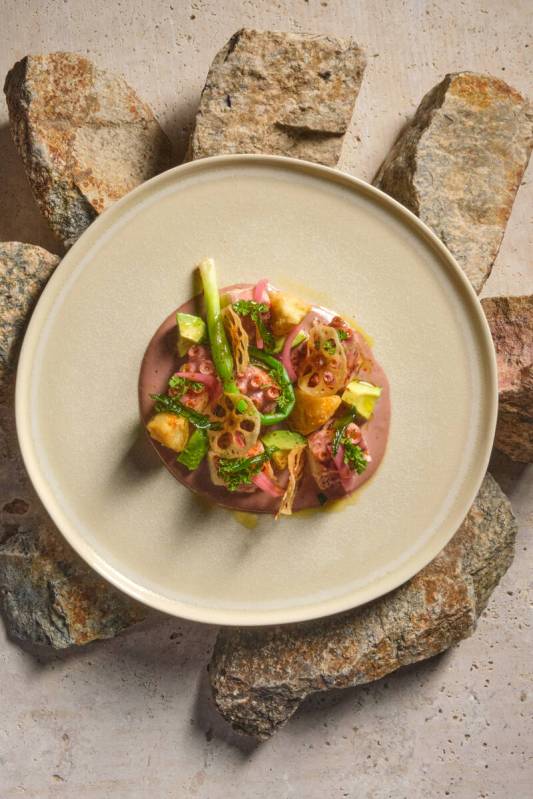 Octopus al olivo from La Loba, which Las Vegas chef Oscar Amador is planning to open in Seattle ...