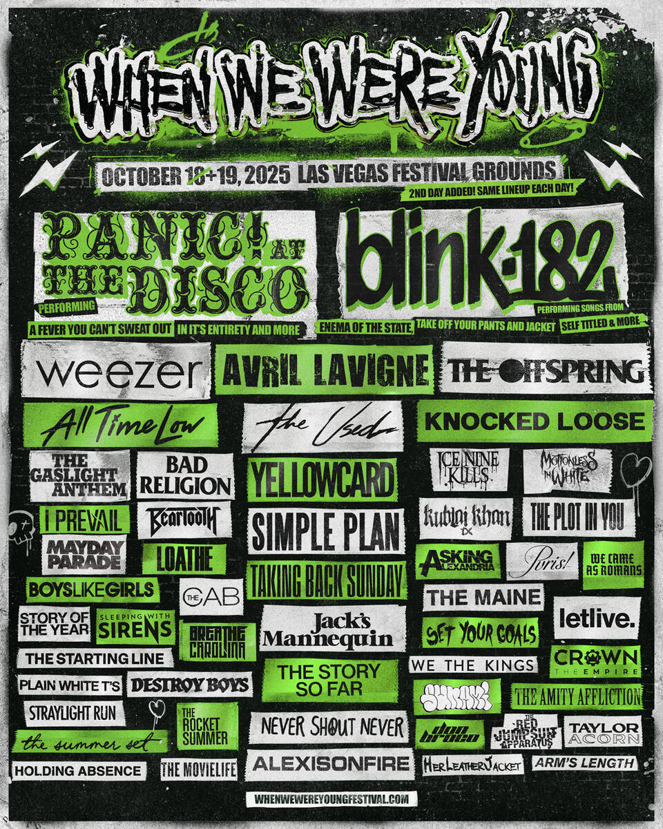 Pop punk favorites Blink-182 return as one of the headliners of the massive When We Were Young ...