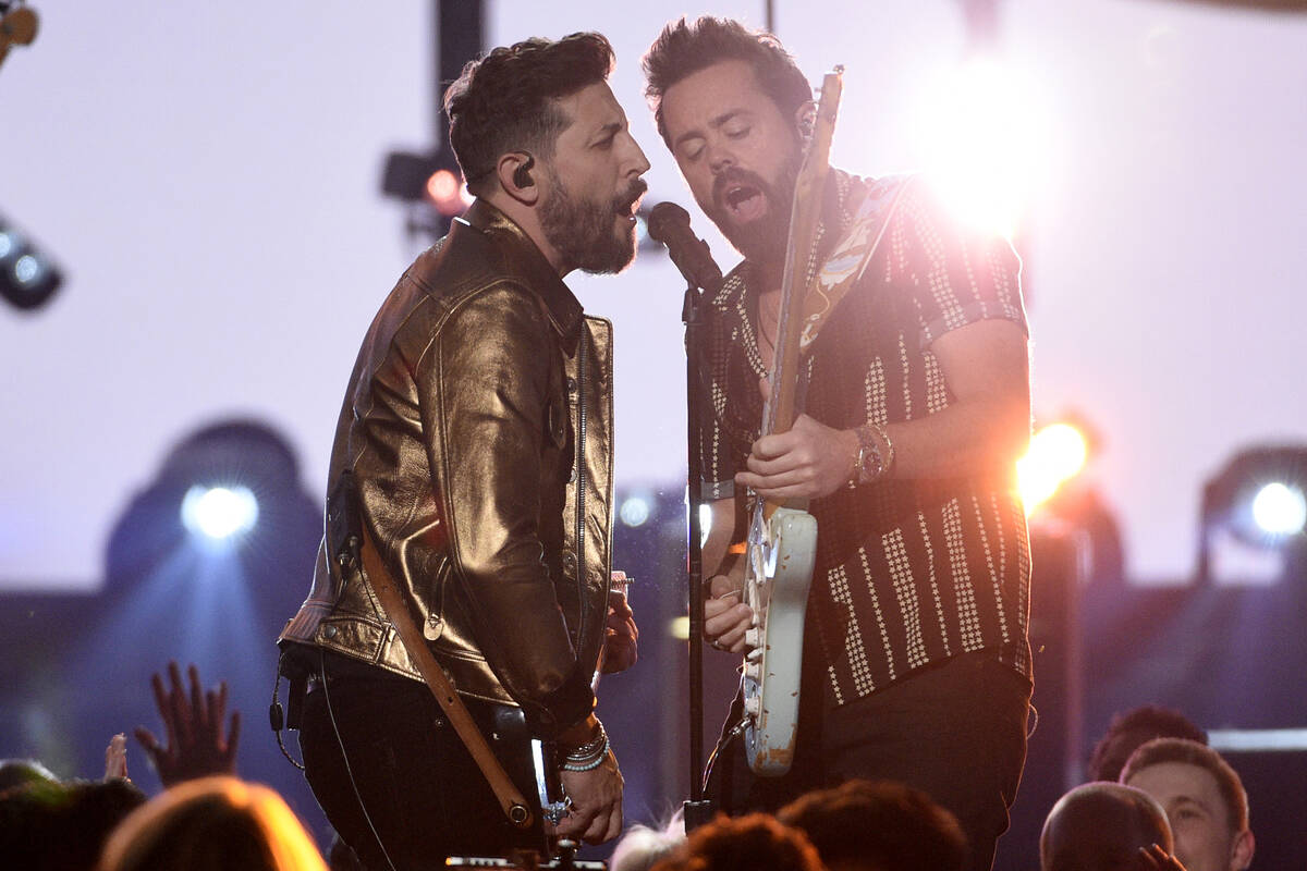 Matthew Ramsey, left, and Brad Tursi, of Old Dominion, perform "Make It Sweet" at the ...