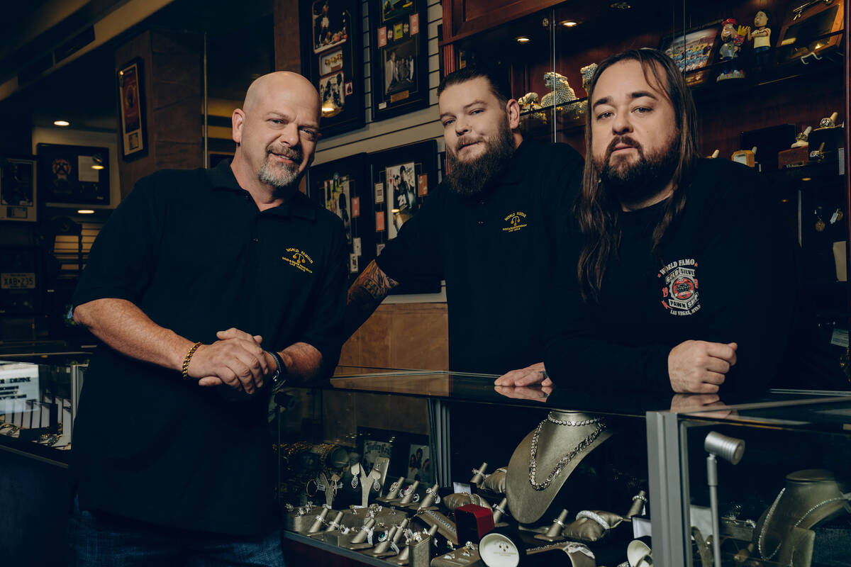 Rick Harrison, from left, Corey Harrison and “Chumlee” Russell from History’s ...