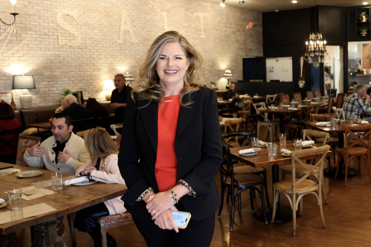 Elizabeth Blau, owner of Honey Salt, greets guests at her restaurant in Las Vegas Wednesday, Fe ...