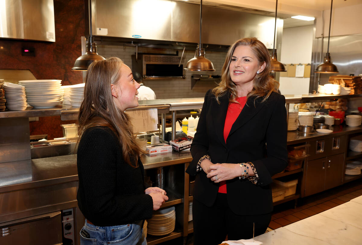Elizabeth Blau, owner of Honey Salt, talks to General Manager Sarah Hafner at her restaurant in ...