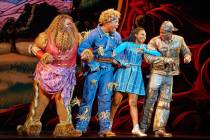 Kyle Ramar Freeman as the Lion, Avery Wilson as the Scarecrow, Nichelle Lewis as Dorothy, Phill ...
