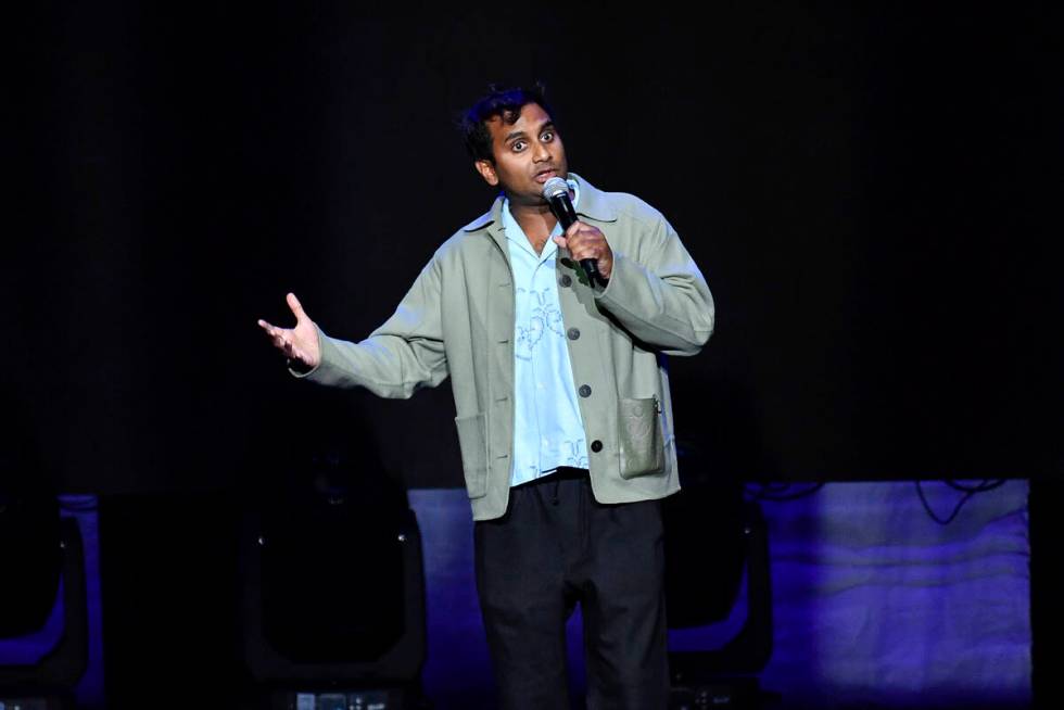 Aziz Ansari performs at Madison Square Garden during Dave Chappelle's 50th birthday celebration ...