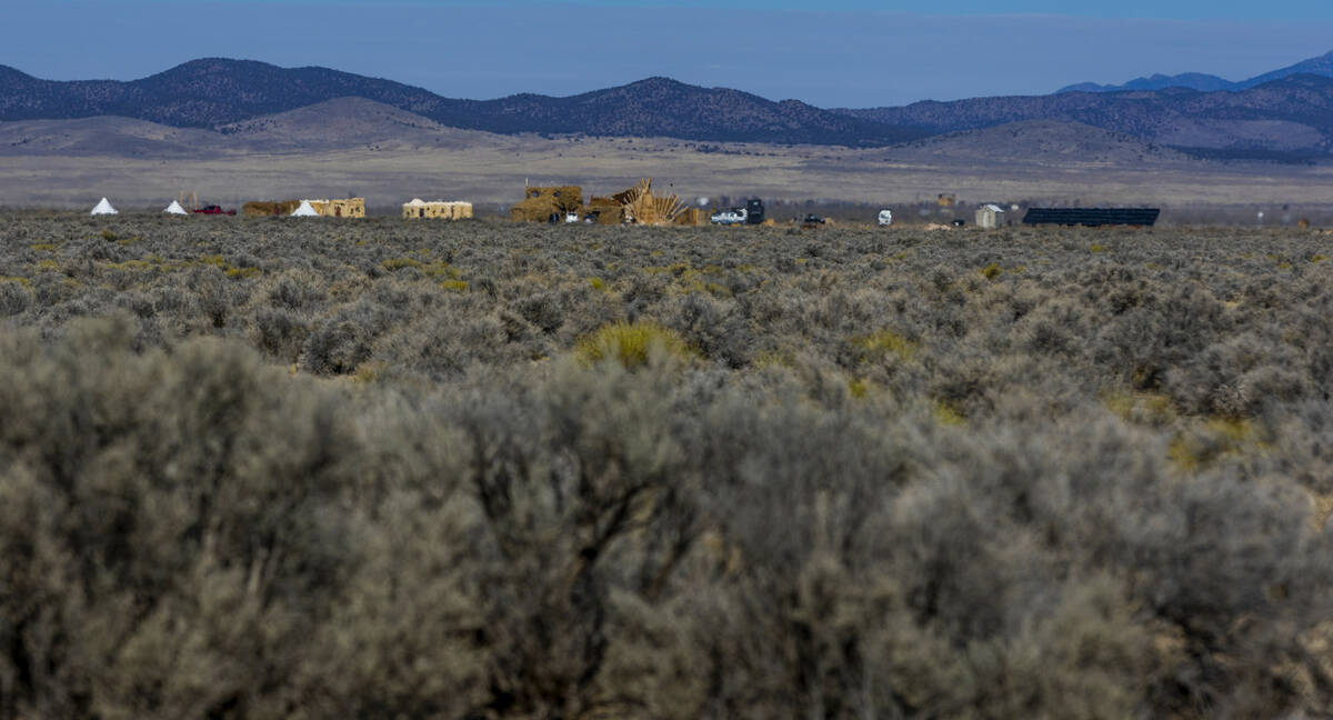 Outpost X is tucked into a vally about a playa on Tuesday, Feb. 11, 2025 in Beryl, Utah. The of ...