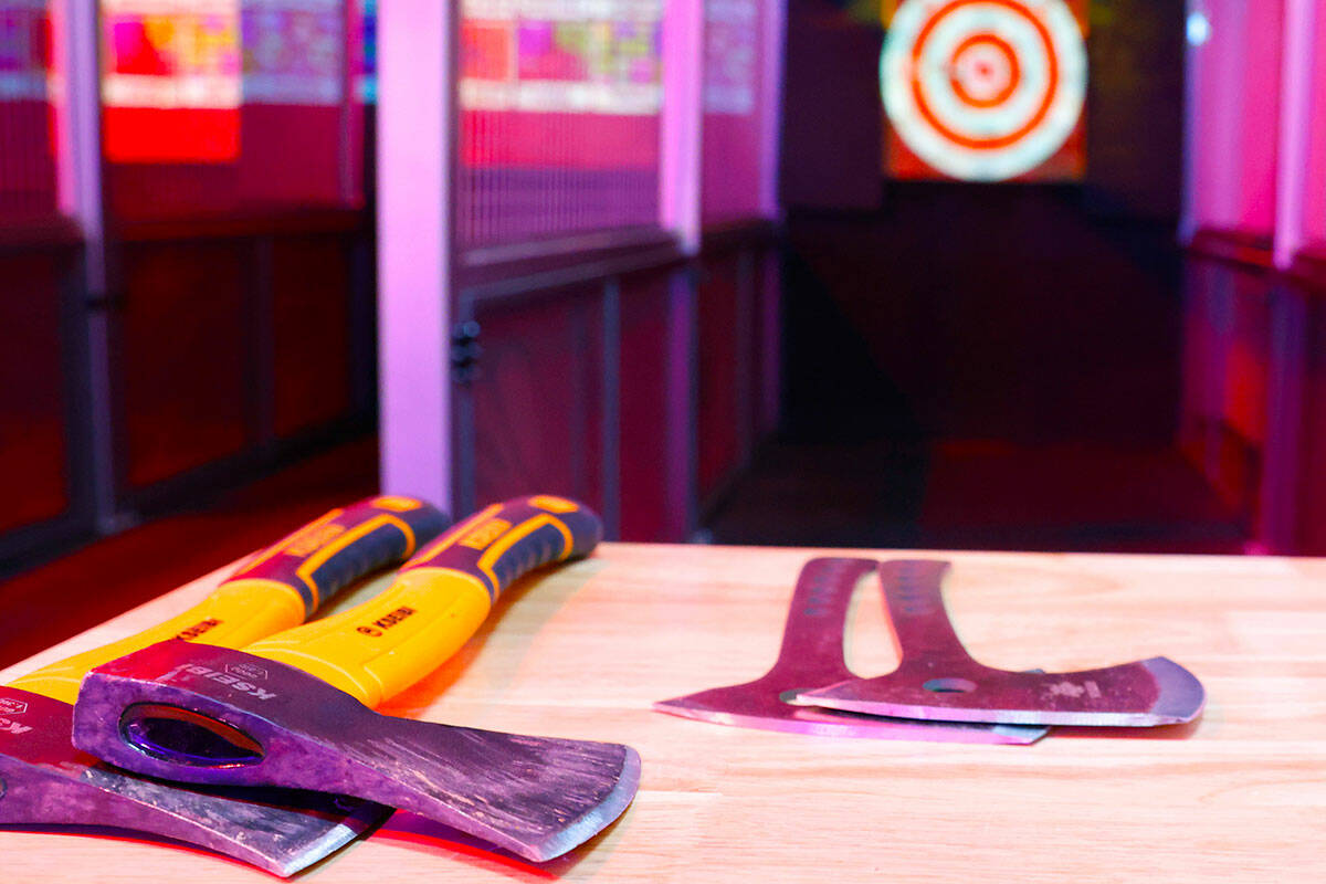 Axe Throwing lanes at Spy Ninja HQ, the World’s First YouTuber Theme Park, pictured, on T ...