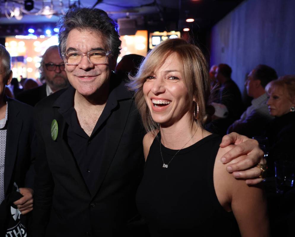Las Vegas Review-Journal entertainment columnist John Katsilometes poses with pop icon and Las ...