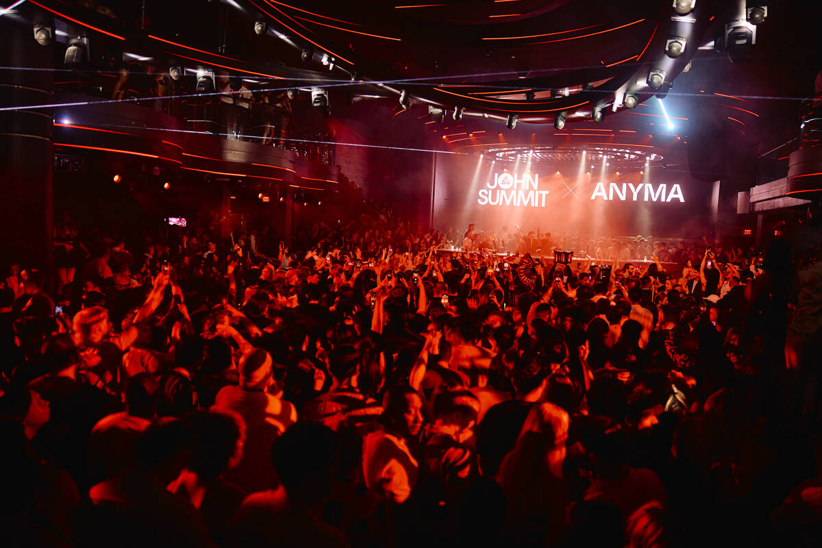 Anyma is shown with John Summit in DJ booth at LIV nightclub at Fontainebleau on Saturday, Marc ...