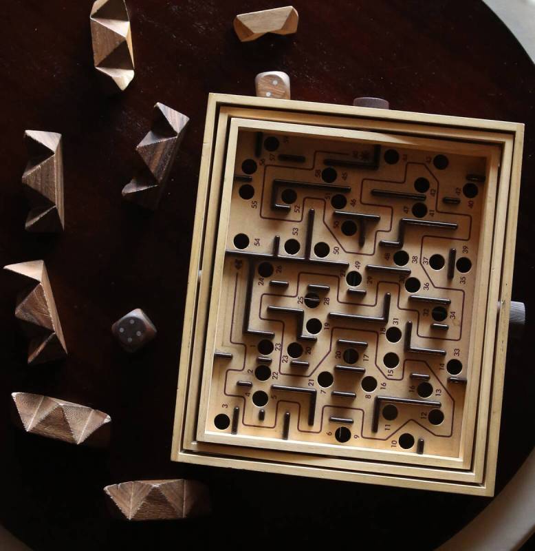A labyrinth is displayed at Escapology Tuesday, March. 26, 2019, in Las Vegas. (Bizuayehu Tesfa ...