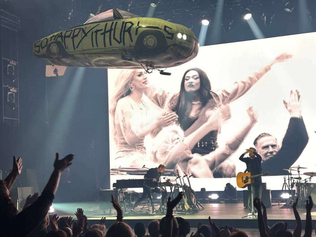 Bryan Adams performes “So Good it Hurts,” and yes that is a Corvair blimp. (John Ka ...