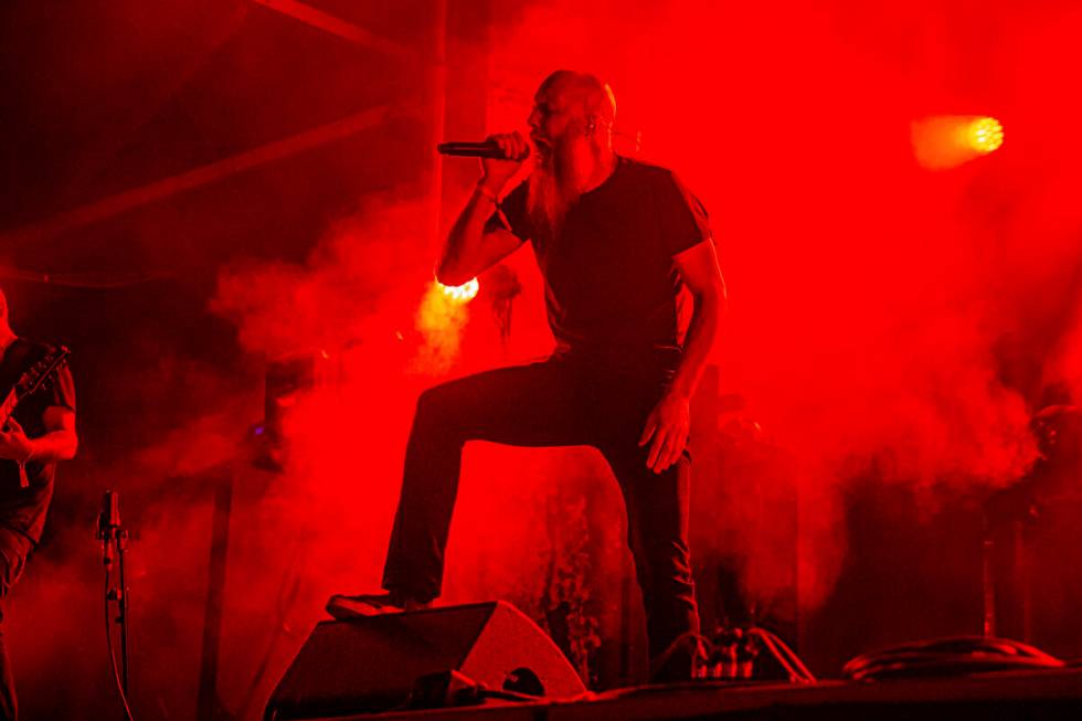 Jens Kidman of MESHUGGAH performs at the Louder Than Life Music Festival at the Kentucky Exposi ...