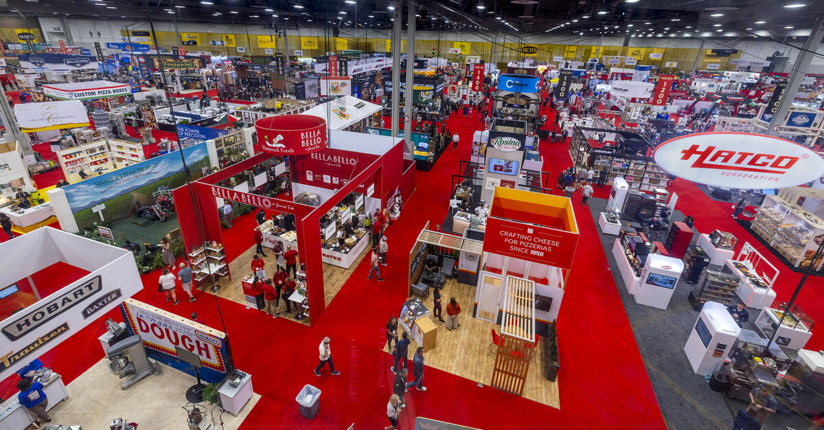 A variety of booth and products on display during the Pizza Triathlon at the International Pizz ...