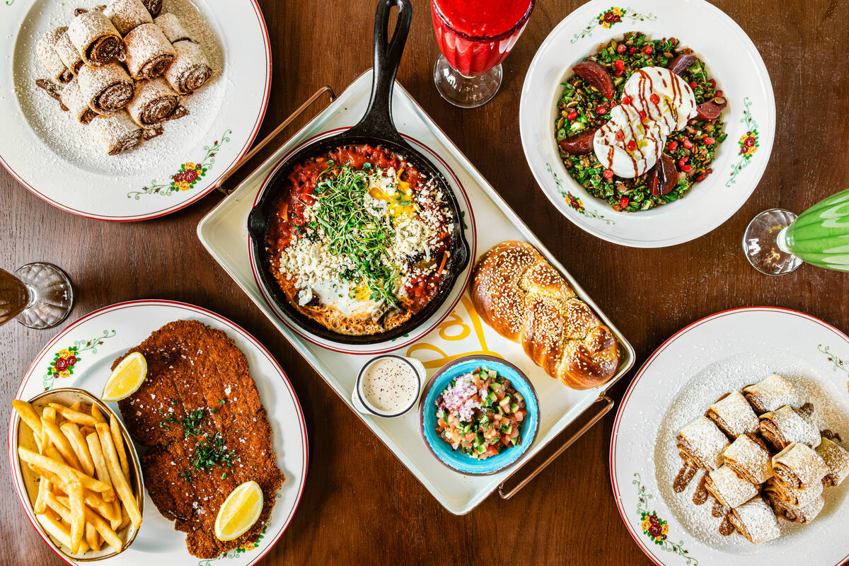 A spread of food from Cafe Landwer, the new Israeli and Mediterranean restaurant as of spring 2 ...