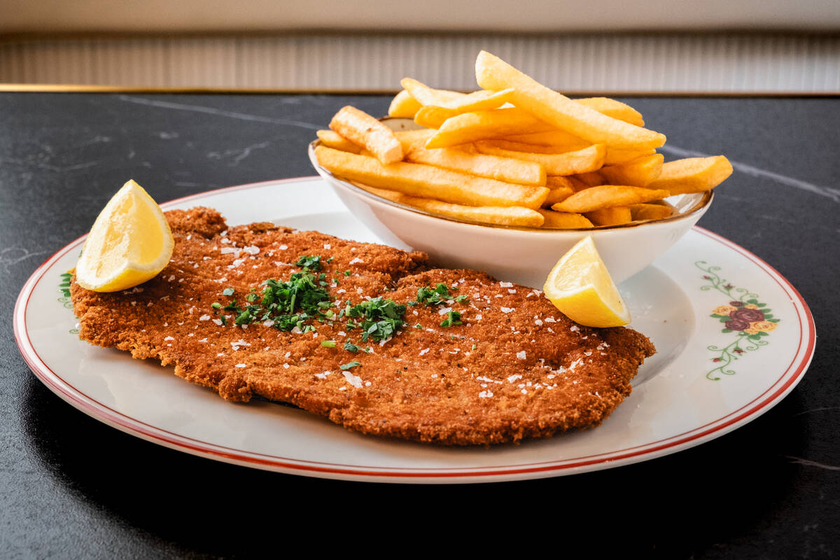 Signature chicken schnitzel from Cafe Landwer, the new Israeli and Mediterranean restaurant as ...