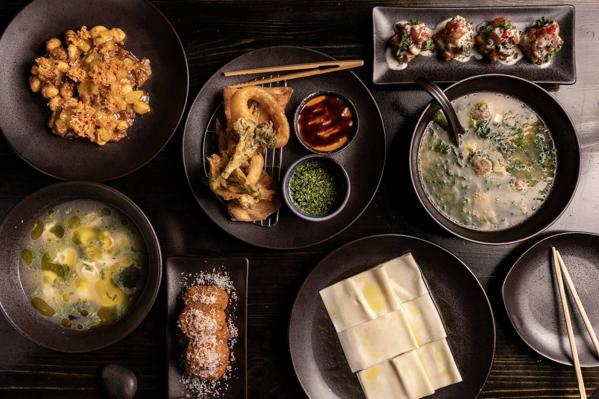 A spread from PastaRamen, an Italian-Japanese pop-up, that is coming in May 2025 to Resorts Wor ...