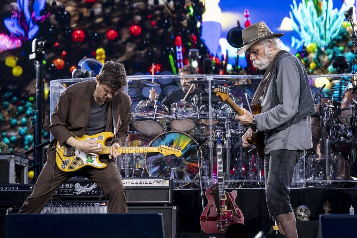John Mayer and Bob Weir of Dead & Company are shown in “Dead Forever” at Spher ...