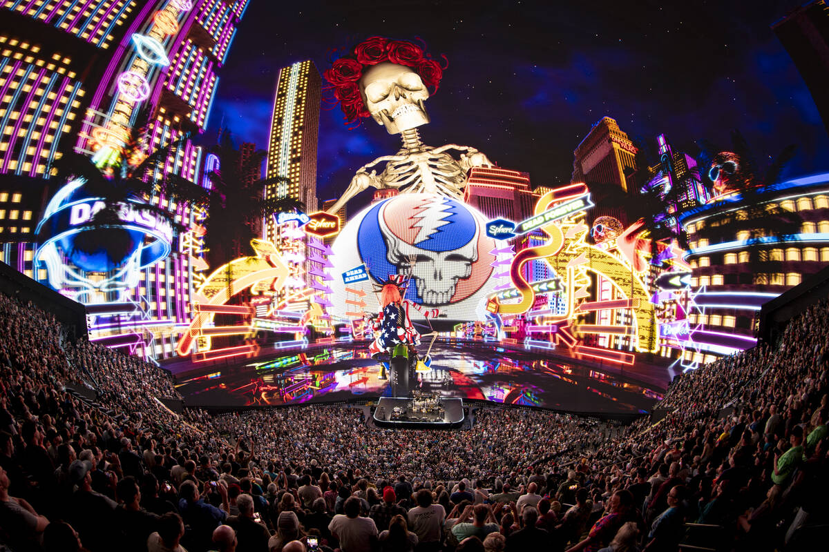 A scene from Dead & Company is shown in “Dead Forever” at Sphere on Thursday, ...