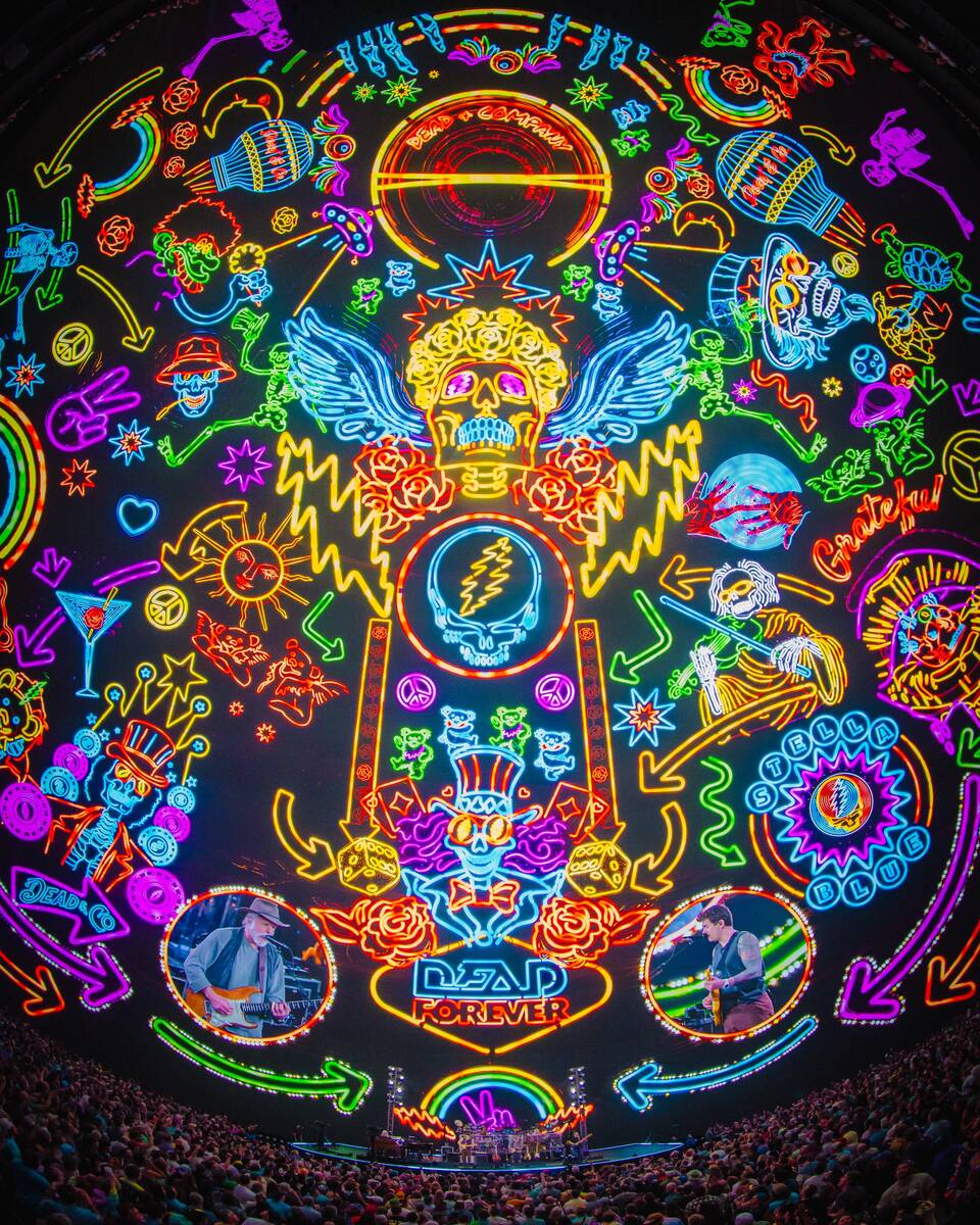 A scene from Dead & Company is shown in “Dead Forever” at Sphere on Thursday, ...