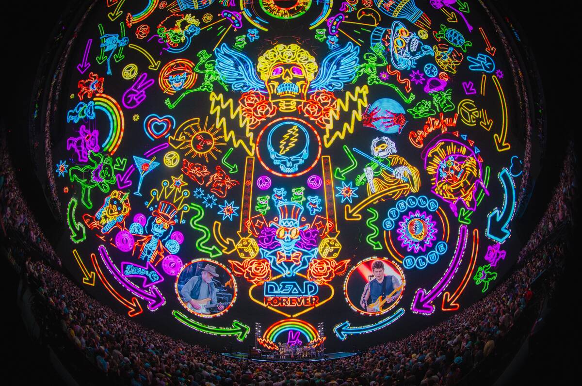 A scene from Dead & Company is shown in “Dead Forever” at Sphere on Thursday, ...