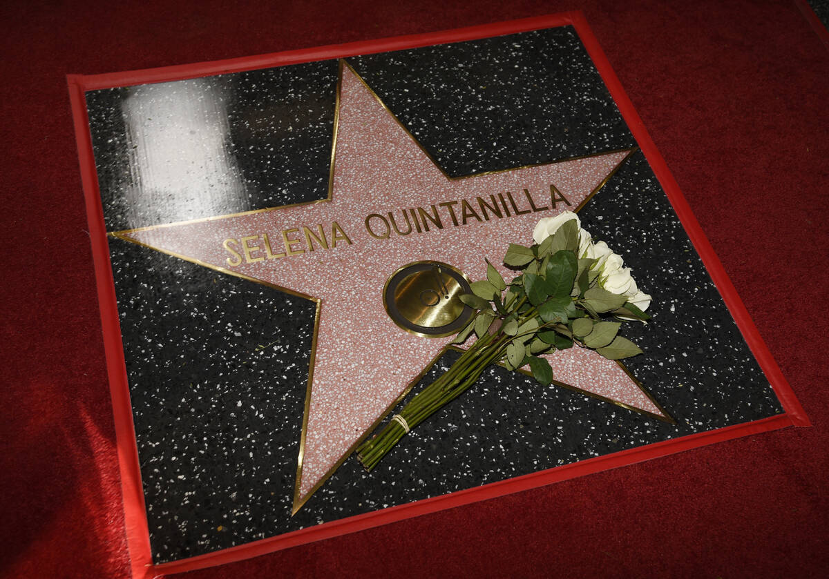 FILE – A star on the Hollywood Walk of Fame for the late singer Selena Quintanilla is pic ...