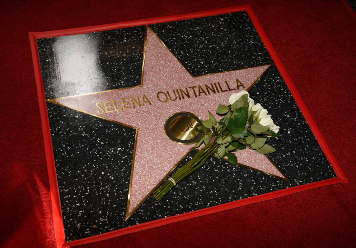 FILE – A star on the Hollywood Walk of Fame for the late singer Selena Quintanilla is pic ...