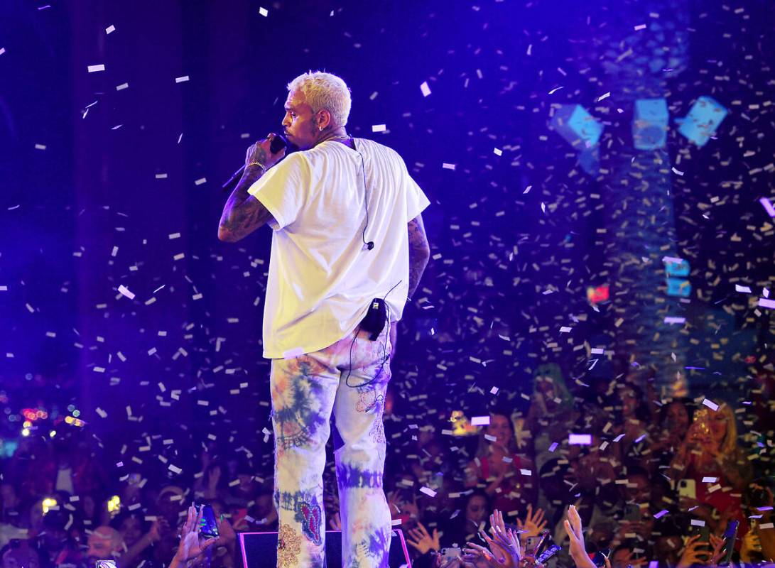 Singer/songwriter Chris Brown performs during the first show of his residency at Drai’s N ...