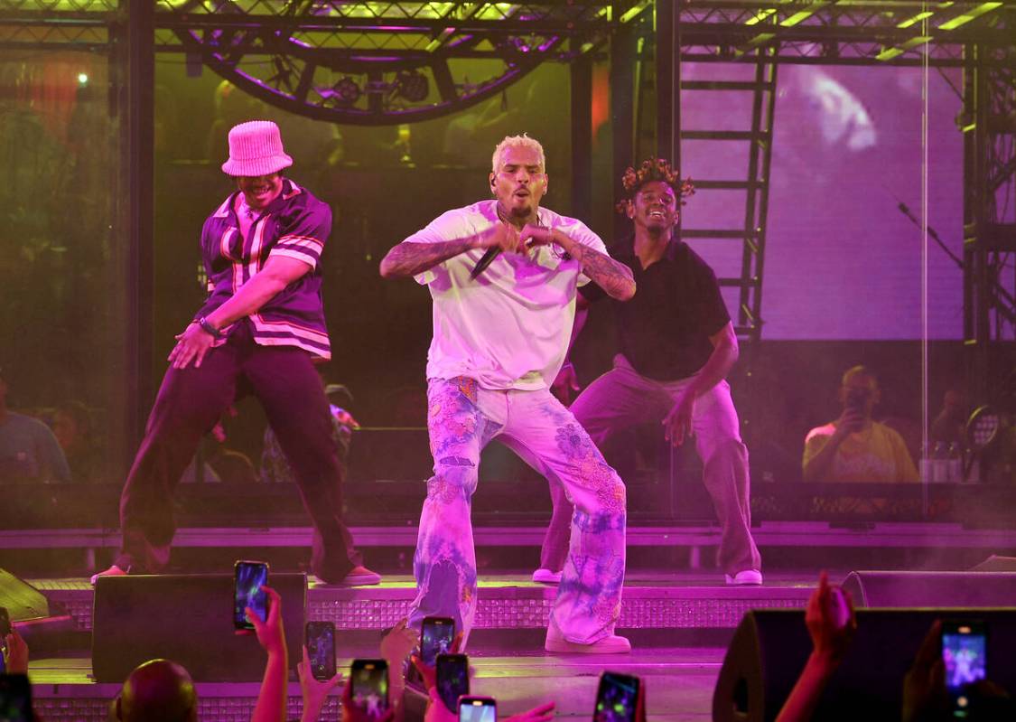 Singer/songwriter Chris Brown performs during the first show of his residency at Drai’s N ...