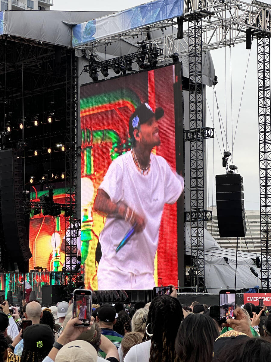 Chris Brown performs at the Lovers & Friends music festival at Las Vegas Festival Grounds ...