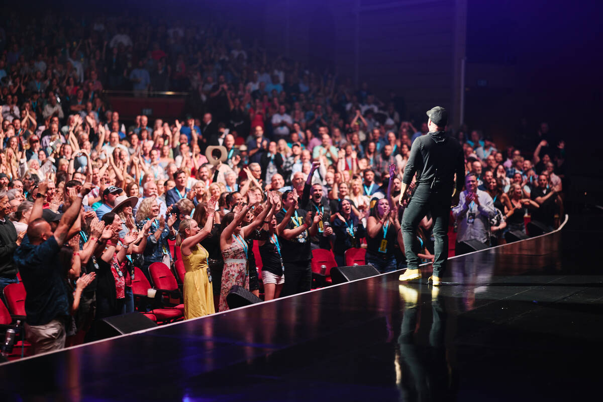 Garth Brooks is shown in his “Garth Brooks/Plus One” opener at the Colosseum at Cae ...