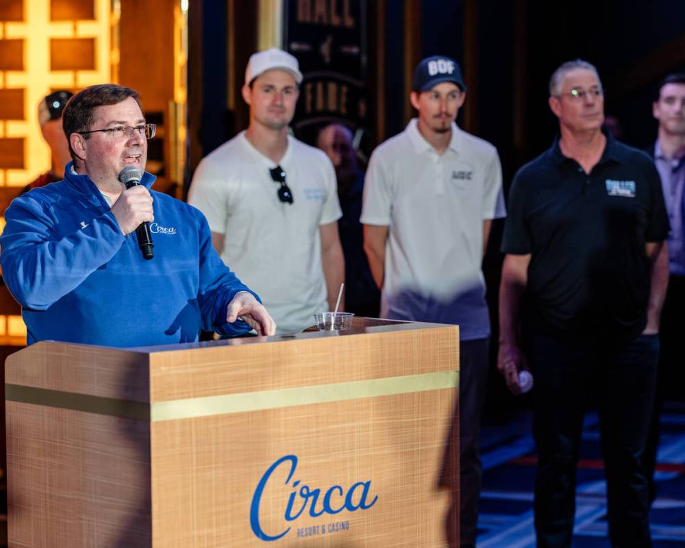 Circa Vice President of Operations Mike Palm addresses the crowd at the third annual “Take Me ...