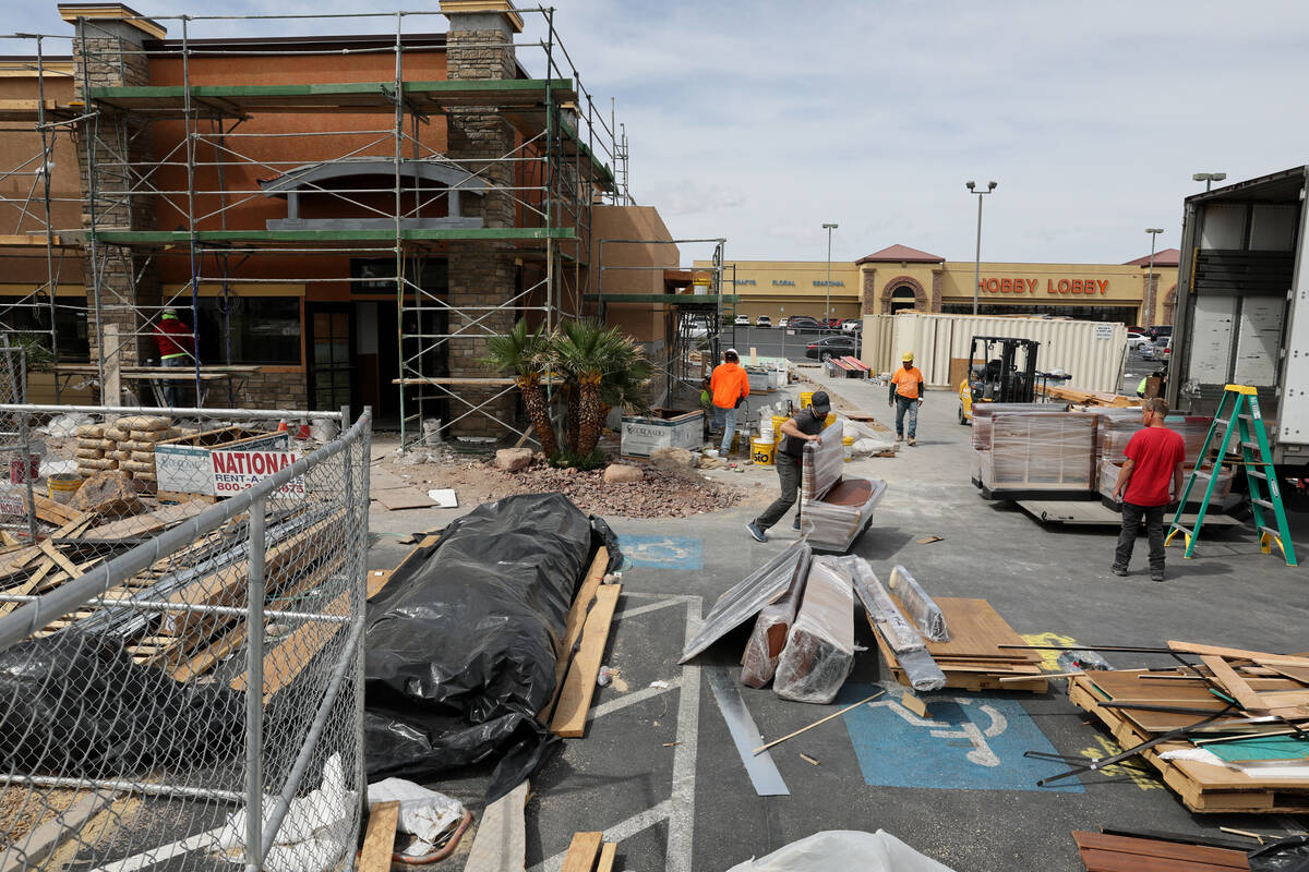 Work continues on a LongHorn Steakhouse at 699 N. Stephanie St. in Henderson Monday, March 31, ...