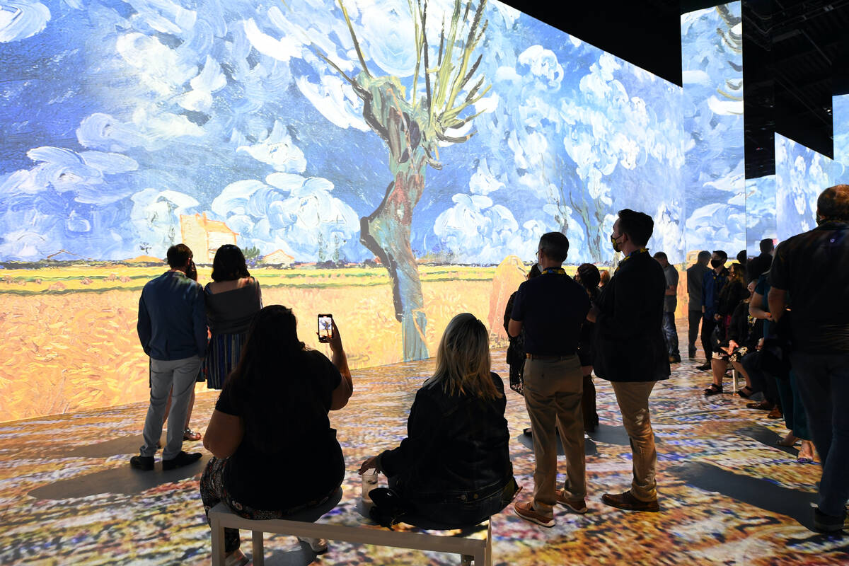 Guests attend “The Original Immersive Van Gogh Exhibit Las Vegas” at Lighthouse Las ...