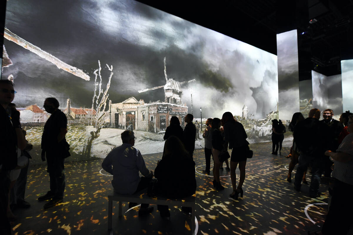 Guests attend “The Original Immersive Van Gogh Exhibit Las Vegas” at Lighthouse Las ...