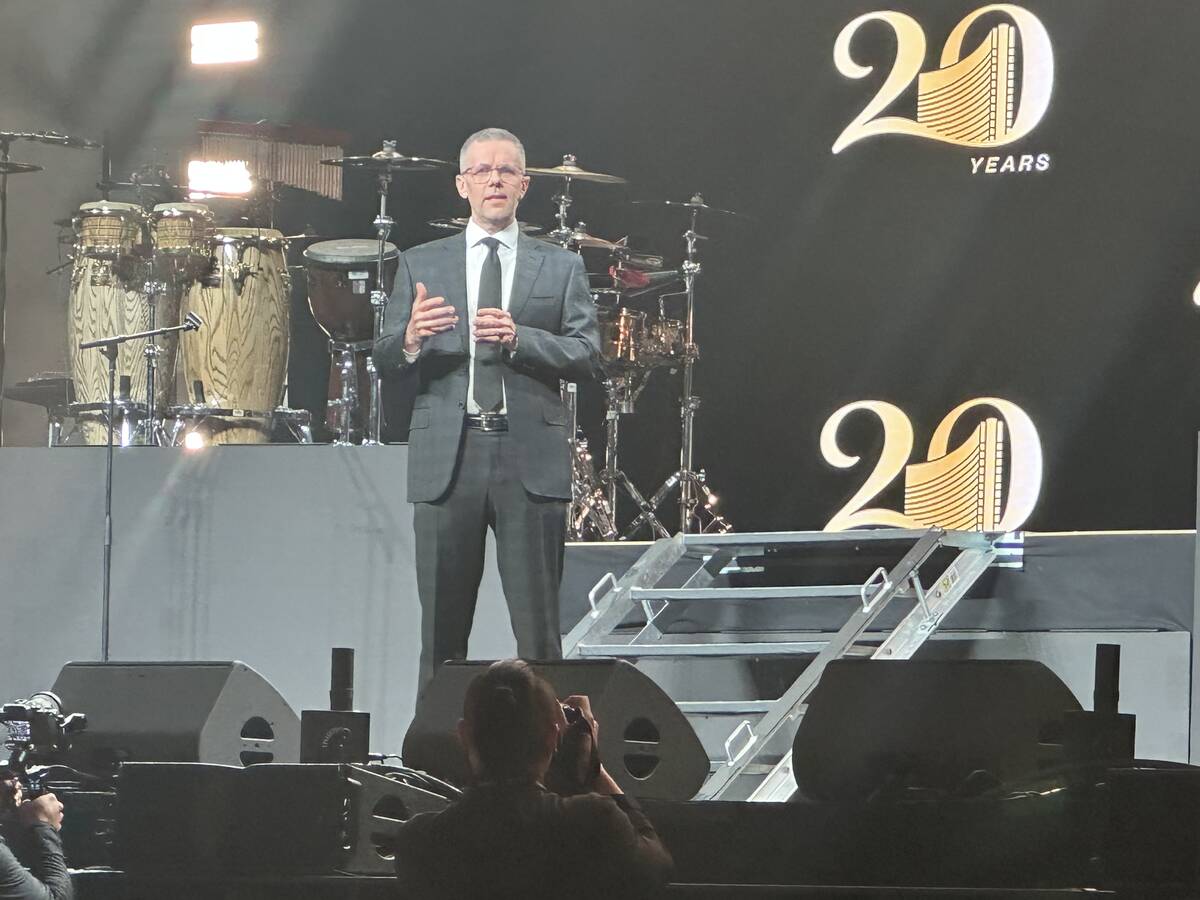 Wynn Las Vegas CEO Craig Billings is shown at the company’s 20th anniversary celebration ...