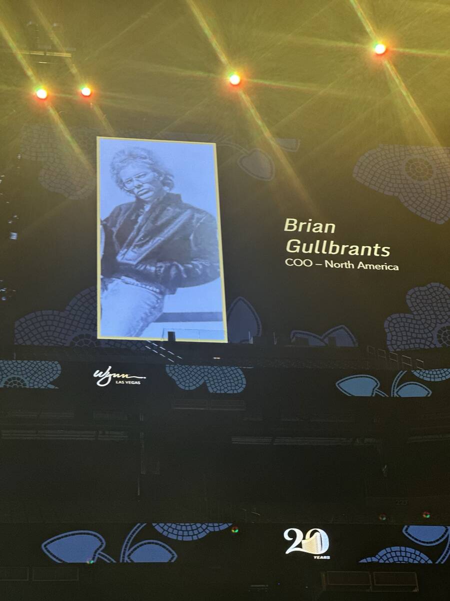 A vintage image of Wynn Las Vegas exec Brian Gullbrants is shown during the resort’s 20th ...