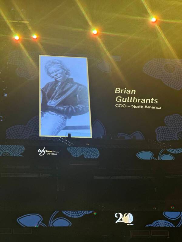 A vintage image of Wynn Las Vegas exec Brian Gullbrants is shown during the resort’s 20th ...