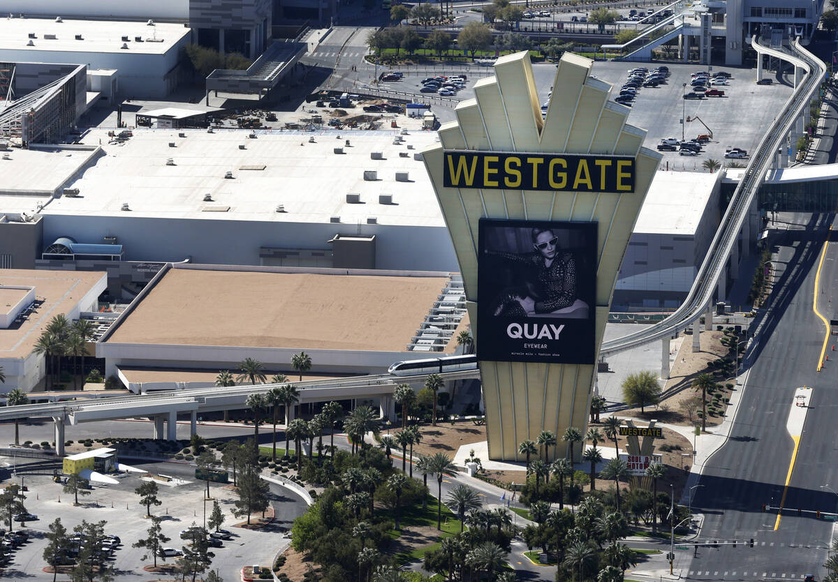 The Westgate is pictured, on Monday, April 8, 2024, in Las Vegas. (Bizuayehu Tesfaye/Las Vegas ...