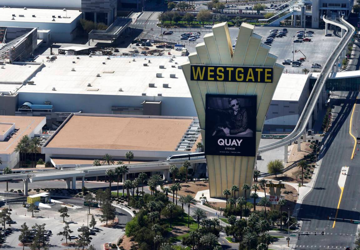 The Westgate is pictured, on Monday, April 8, 2024, in Las Vegas. (Bizuayehu Tesfaye/Las Vegas ...