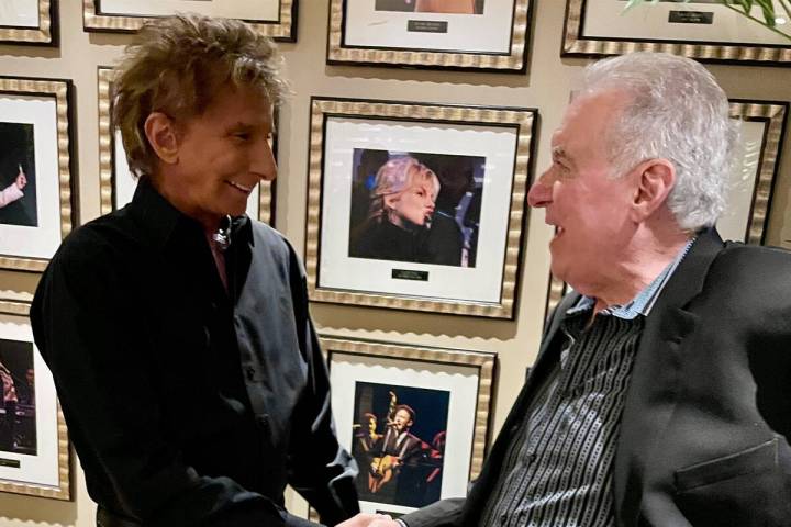 Recording superstar Barry Manilow and Westgate Resorts founder David Siegel are shown backstage ...